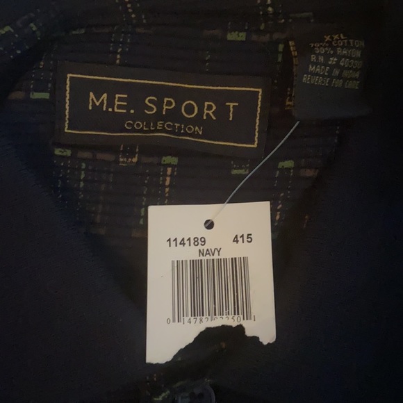 NWT M.E. Sport Collection Size XXL Short Sleeve Polo Navy Gold Green Brown - Picture 9 of 11